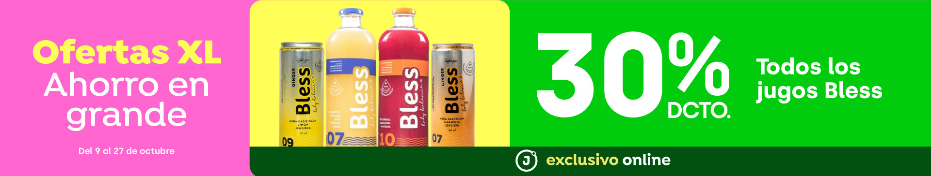 excl OFERTAS XL  - TODOS LOS JUGOS BLESS 30% / PPUM: $4.664 X LT - 09-10-2025 al 27-10-2025