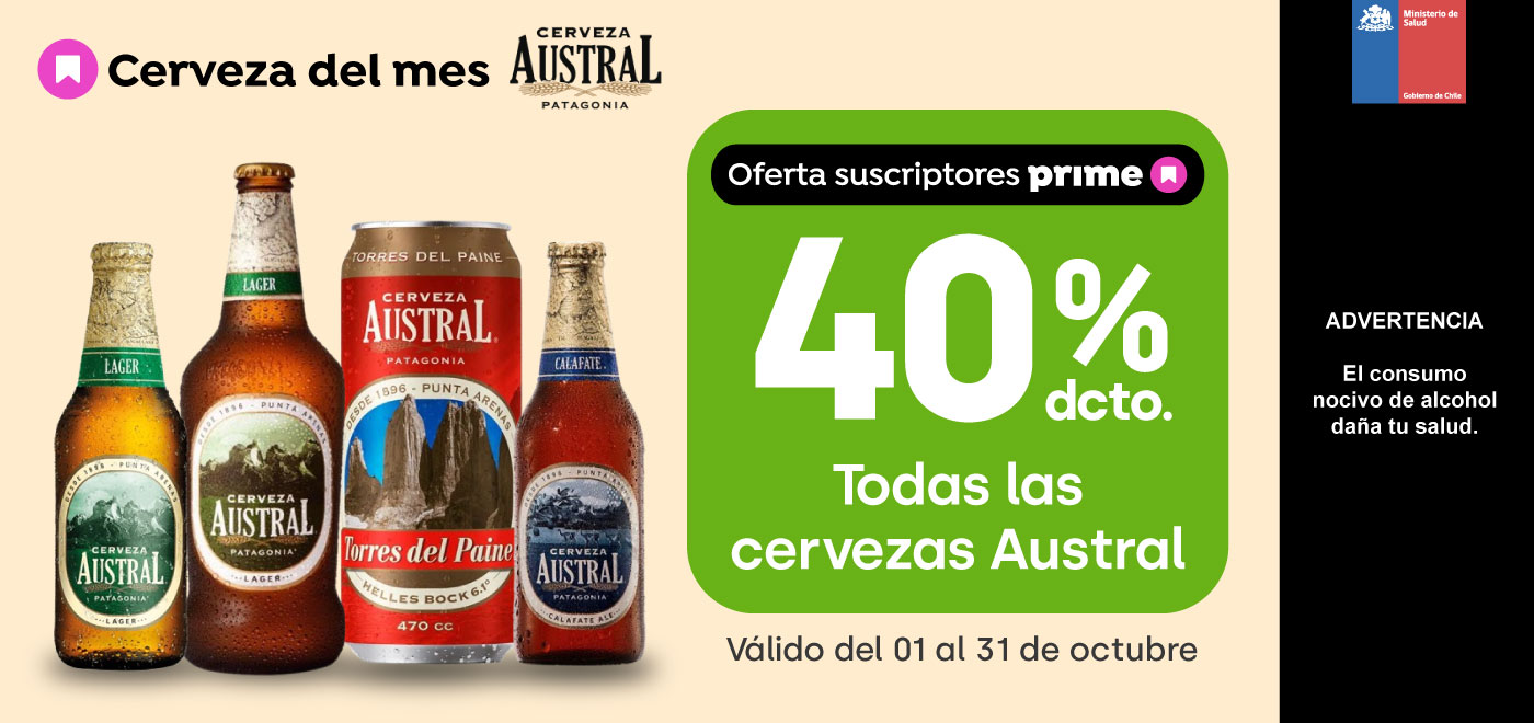 Prime - TODAS LAS CERVEZAS AUSTRAL 40% DESCTO - 01-10-2025 al 31-10-2025